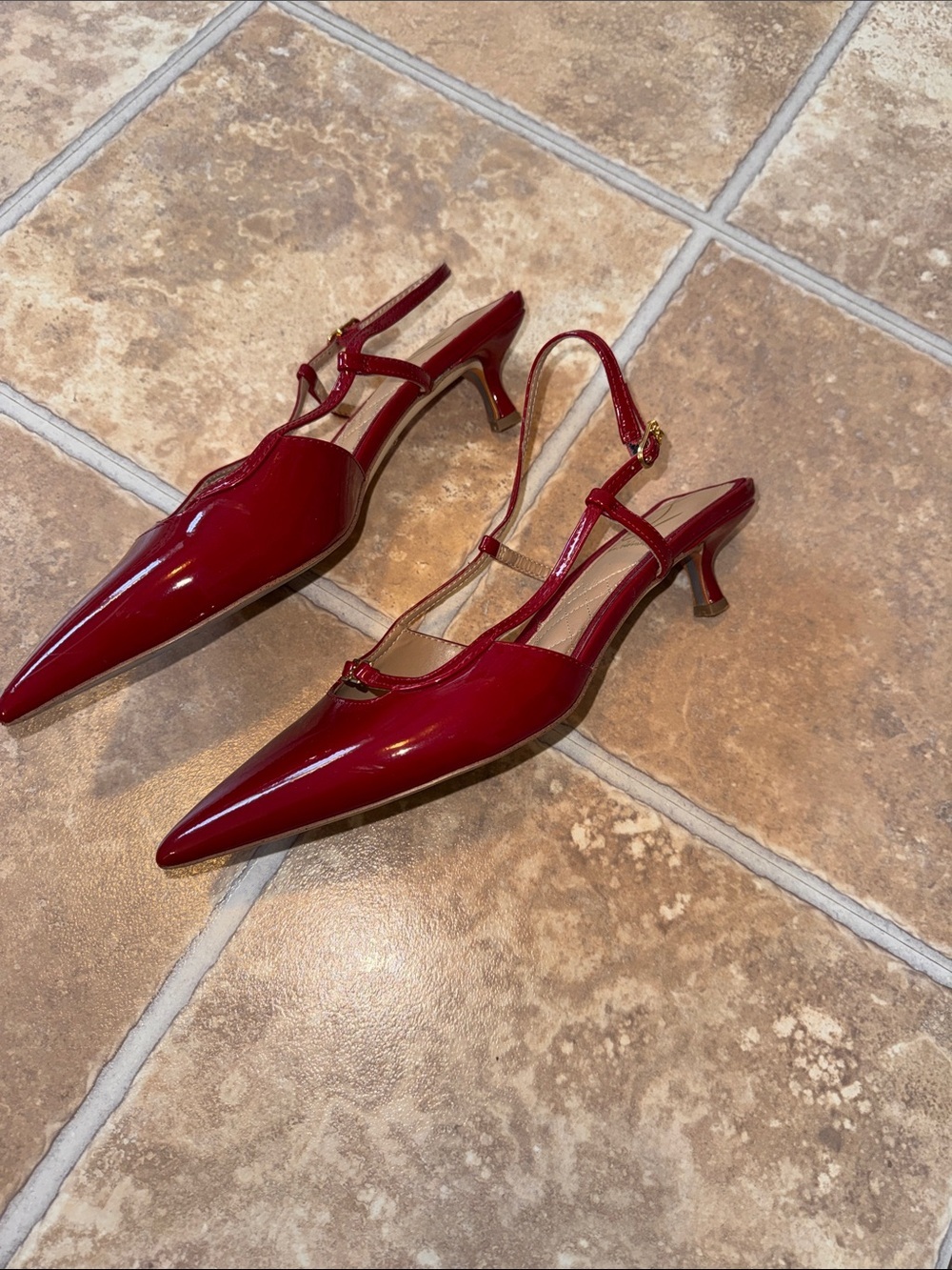 Sale 💃🏼 Sam Edelman Toni Slingback Kitten Heels Shoes Women’s Size 9.5 Red Color - Picture 15 of 17